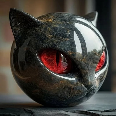 NyxCharm | Escultura de cabeza de gato negro místico